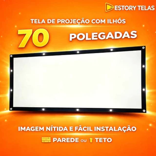 Tela de Projeção 70 Polegadas Dobrável 16:9 com Ilhós Ideal para Projetores 4K e Full HD1,00 X X1,40