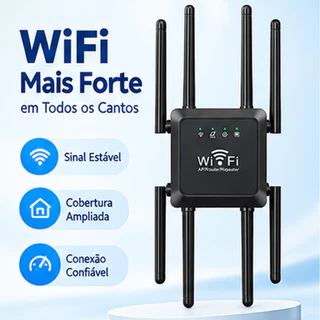 Repetidor Extensor WiFi 8 Antenas Amplificador de Sinal | Longo Alcance Ponto de Acesso Wireless 3 em 1
