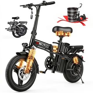Bicicleta Elétrica Dobrável 14 Polegadas (A9) 600W, Bateria 48V 15Ah, 11 Níveis de Amortecimento e Freios a Disco Duplos
