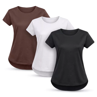 Kit 3 Camiseta Feminina Dry Fit para academia/corrida/treino com proteção UV