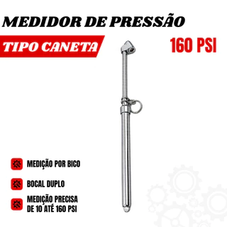 Calibrador De Pressão Tipo Caneta Para Pneus 10 Á 160 PSI Medidor Manual De Pressão Calibragem Pneu Tipo Caneta 50LBS