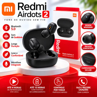 Fone de Ouvido Bluetooth 5.0 Redmi AirDots 2 Sem Fio TWS Gamer com Microfone