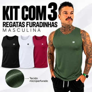 Kit 3 Regata Dry Fit Academia Furadinha Treino