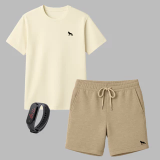 Kit Camiseta Masculina + Bermuda Moletom Várias Cores + Brinde