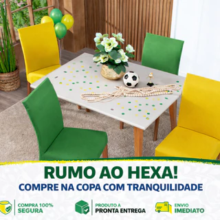 Kit 4 Capas de Cadeira Brasil Copa do Mundo Verde e Amarelo em Oferta na Shopee