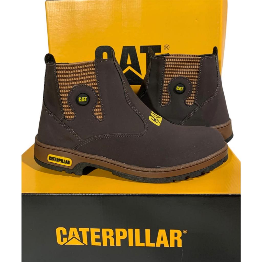 Bota Caterpillar CAT Masculina Couro Marrom Botina Chelsea Lateral ...
