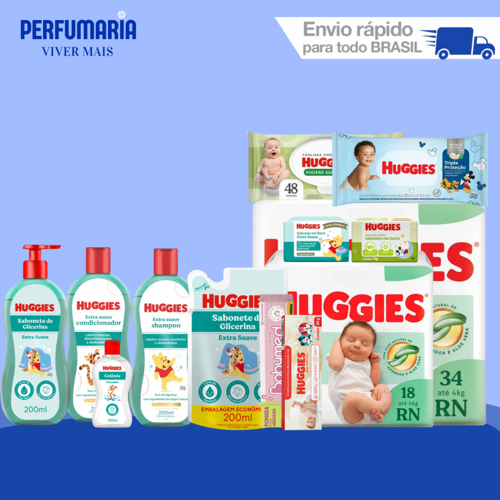 Super Kit Huggies Recém-Nascido 8 Itens (Recém-Nascido) | Shopee Brasil