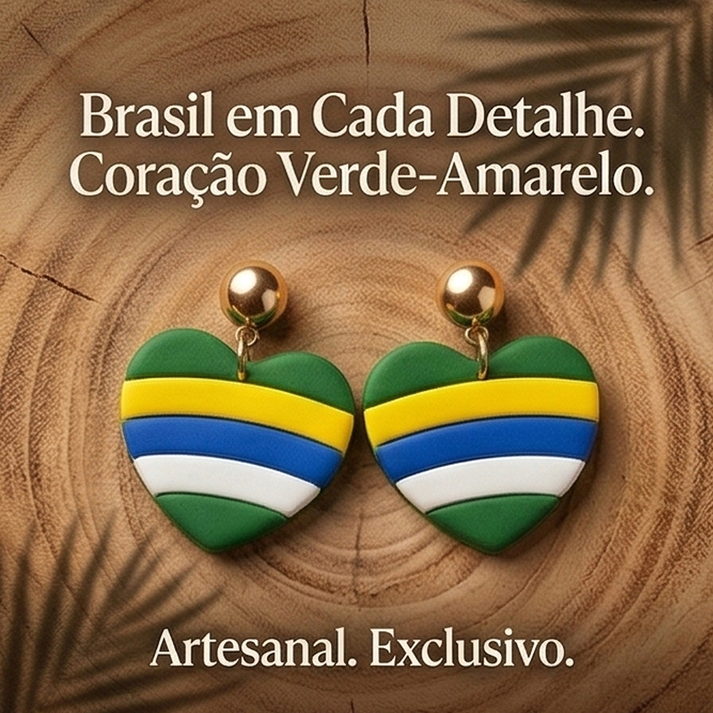 Brinco Coração Brasil Copa do Mundo Feminino Verde Amarelo Torcida Futebol Acessório Festa em Oferta na Shopee