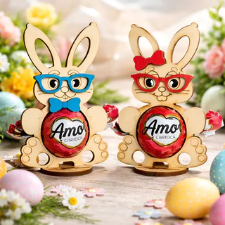kit 50 Lembrancinha Porta Bombom Coelho da Páscoa Mdf Cru em Oferta na Shopee