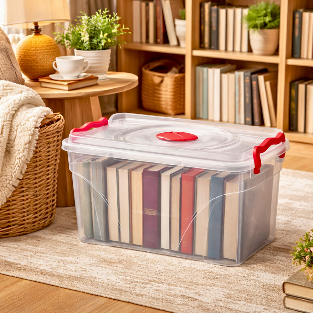 Caixa 20 Litros Box Organizador Mantimentos Retangular Com Trava