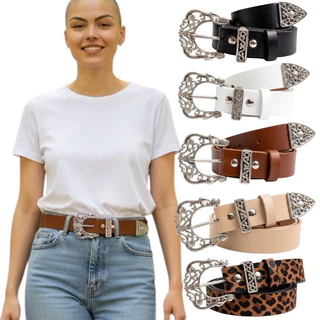 Cintos Feminino Largo 3.0 cm Fivela Prata Trabalhada Vazada Usar Com Jean Dia a Dia Durável - Linda