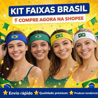 Faixa de Cabelo Bandeira do Brasil Verde Amarelo Azul e Branco Kit Copa em Oferta na Shopee