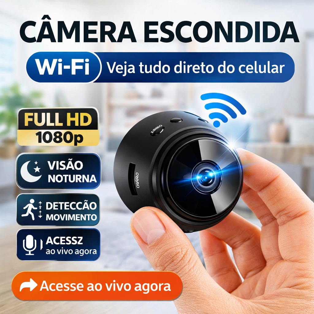 Mini Câmera Espiã WiFi Full HD com Áudio Visão Noturna Detecção ...