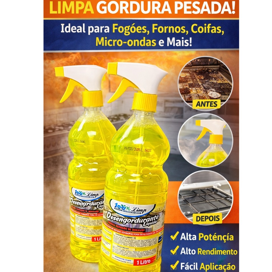 Desengordurante Spray 1L Alta Potência | Remove Gordura Pesada ...