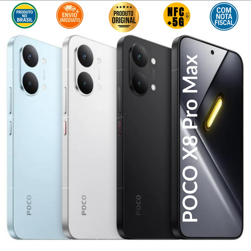 Xiaomi Poco X8 Pro Max 5G, 8500mAh, Tela AMOLED 6.83" 120Hz, Wifi 7, NFC, Global e Envio Imediato
