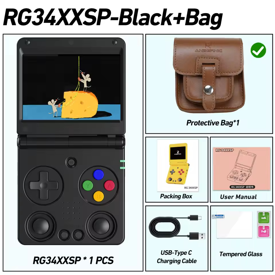 ANBERNIC RG34XXSP Flip Console de Jogos Portátil Tela IPS 3.4