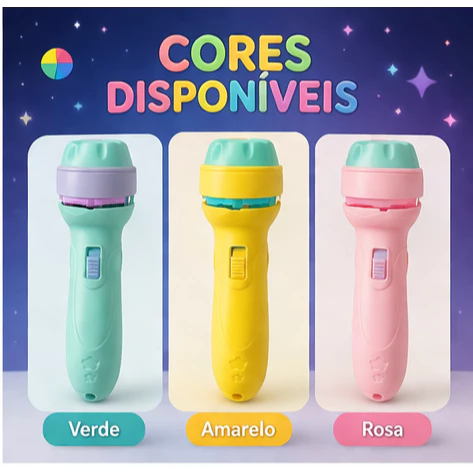 Lanterna Projetora Infantil 24 Imagens Animais para Crianças Brinquedo Projeção 3 Discos