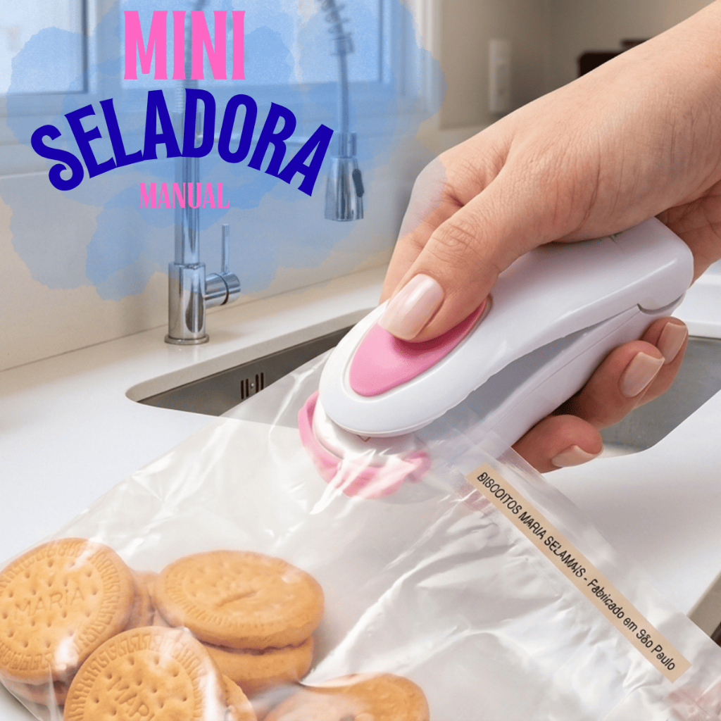 Mini Seladora Manual Portátil Rosa Branco Selador de Embalagem Plástico ...