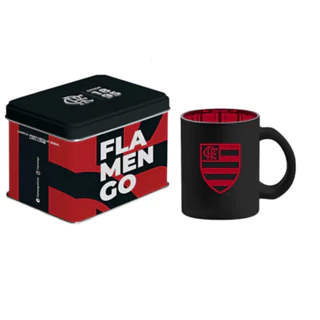 Caneca Vidro Diamond Metalizada Flamengo 300ml