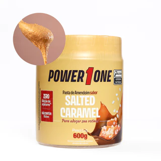 Pasta de Amendoim Power1One Salted Caramel 600g Caramelo Salgado Zero Adição de Açúcares Sem Glúten