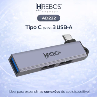 Adaptador Hub Hrebos Premium USB-A e Tipo C 4 Versões Expansor USB para Notebook PC MacOS Windows