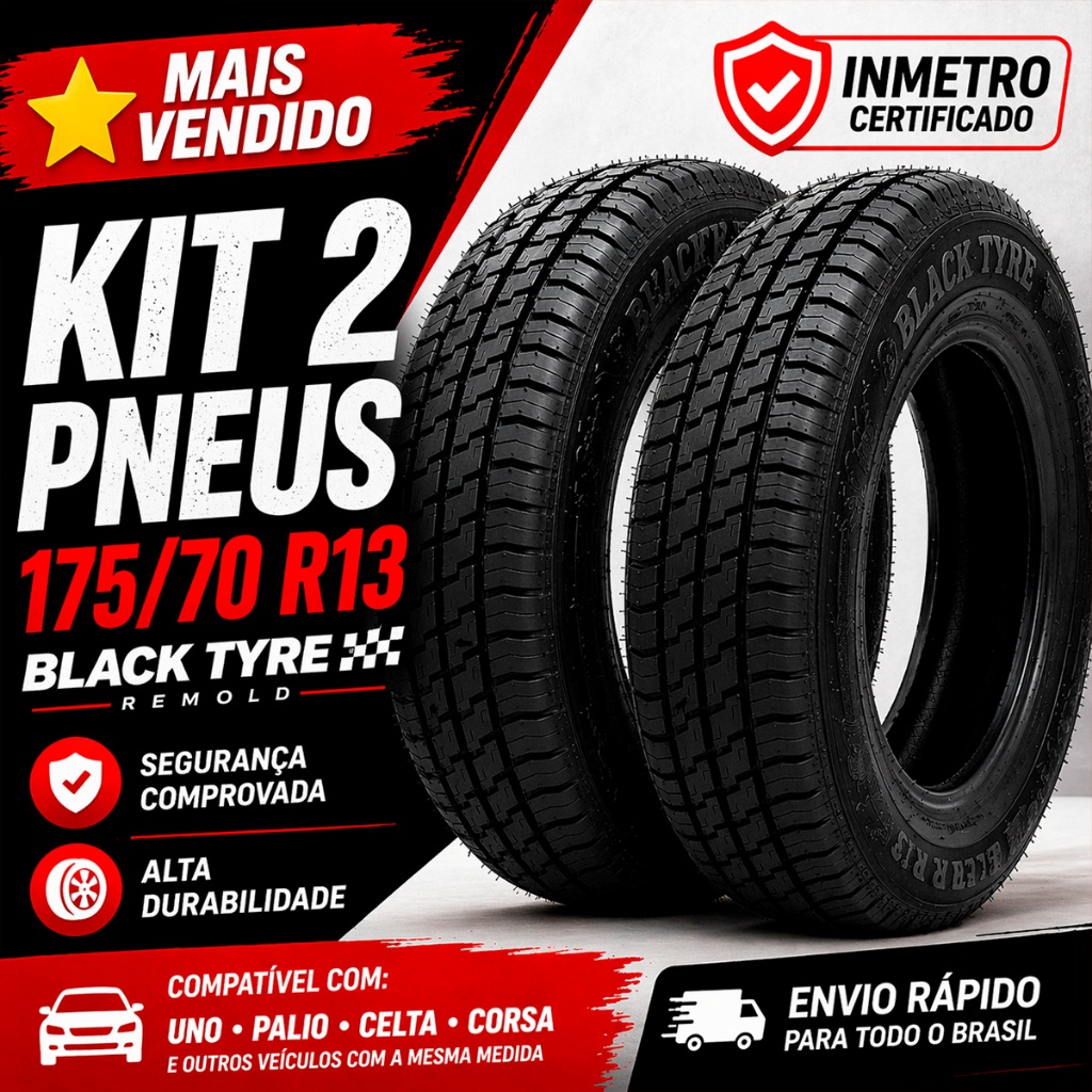 Kit 2 Pneus 175/70 R13 Remold Black Tyre Inmetro Garantia 6 Meses Uno ...