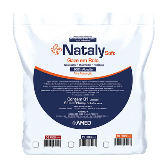 Gaze em Rolo Nataly Tipo Queijo Não Estéril AMED (91Mmx91M(11-Fios ...
