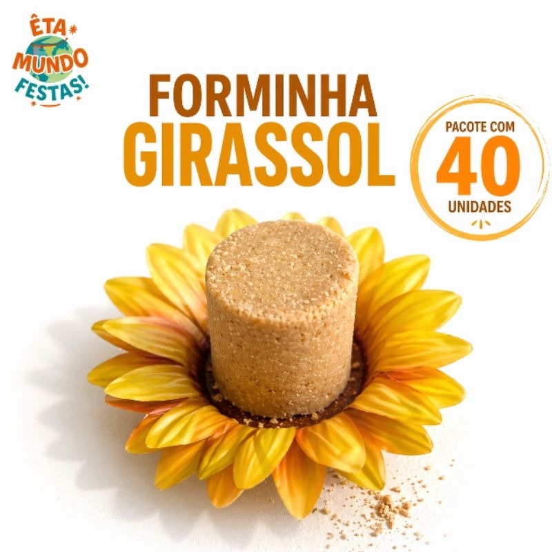 KIT 40 UNIDADES FORMINHA DE GIRASSOL PARA DECORAÇÃO FESTA JU
