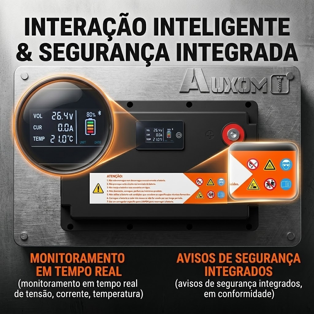 Bateria 12V 100Ah LiFePO4 Recarregável BMS Inteligente 100A ≥6000
