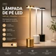 Luminária de Mesa Abajur Cabeceira Escrivaninha LED 3 em 1 Recarregável Tipo C Preto Cromado Dourado