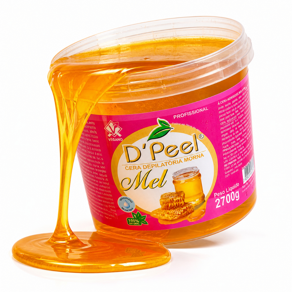 Cera Depilatória Hidrossolúvel D'PEEL Balde 2700g Mel, Camomila