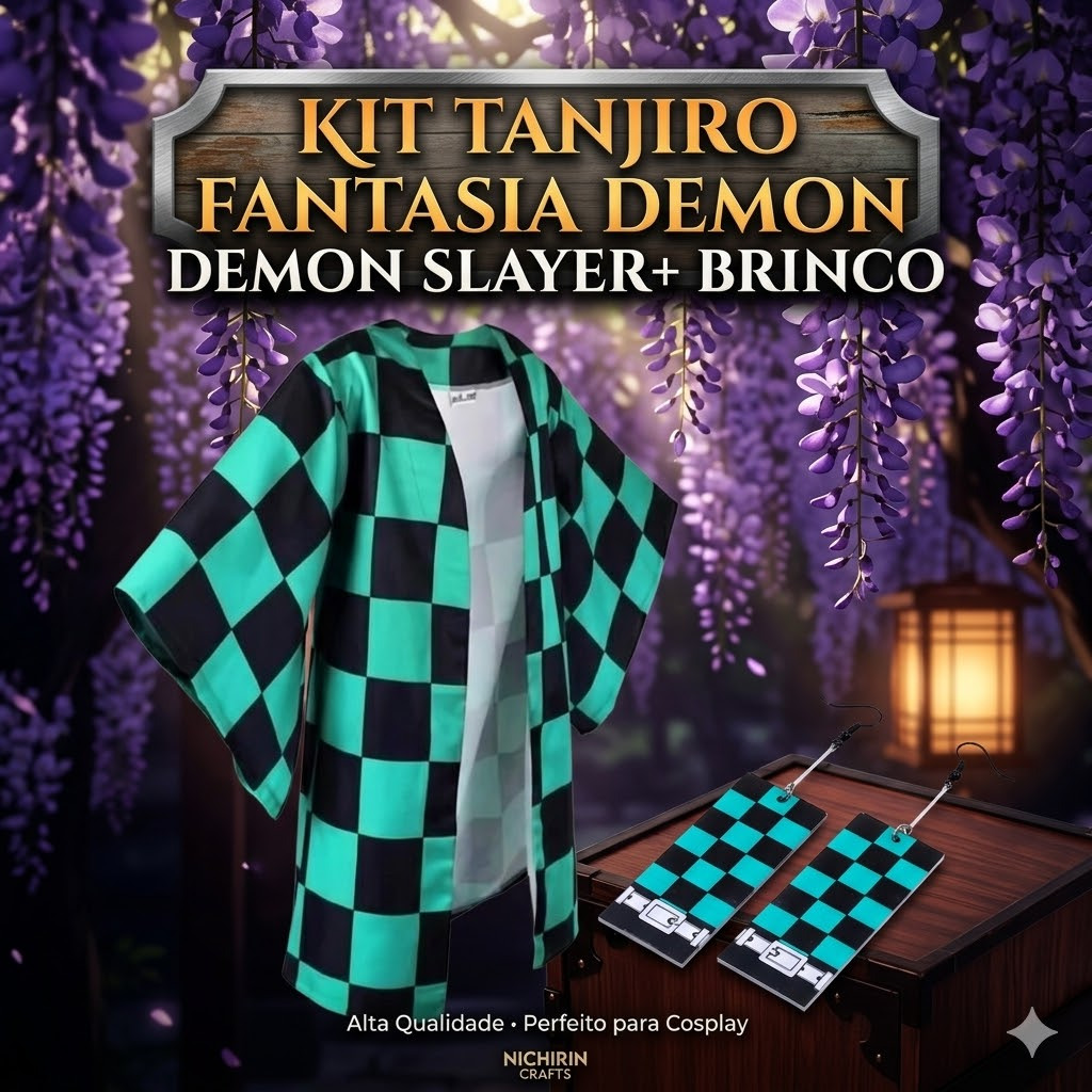 kit Tanjiro Fantasia Demon Slayer+ brinco | Shopee Brasil