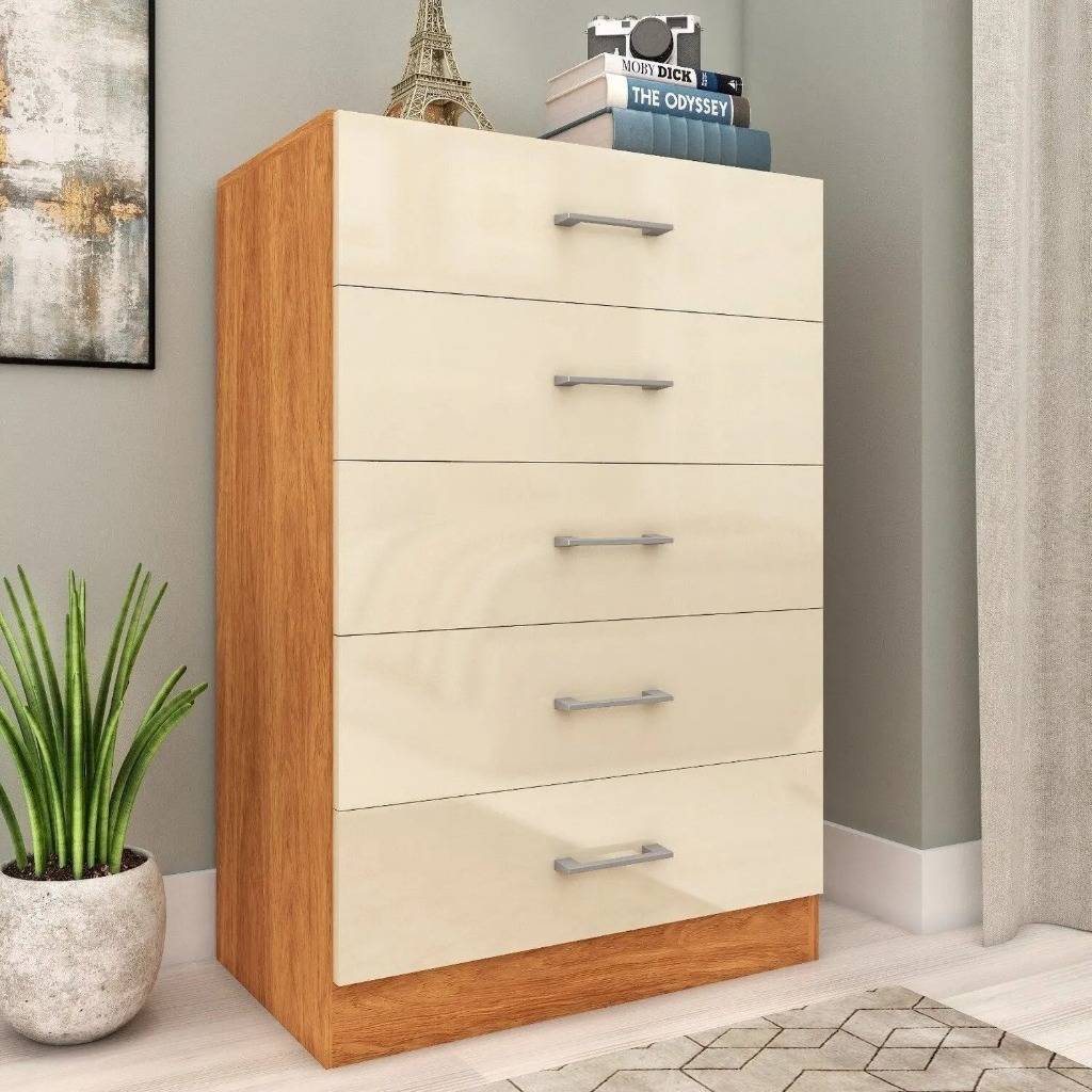 Cômoda para Quarto com 5 Gavetas Aruba Compacta Shark Móveis
