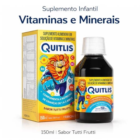 Quitlis 150ml Suplemento Infantil Vitamínico Mineral Sabor Tutti Frutti 1 a 12 anos