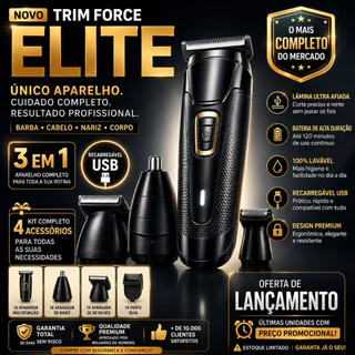 Barbeador elétrico Premium 3em1-portatil-Recarregável-Bivolt-Trimforce Elite