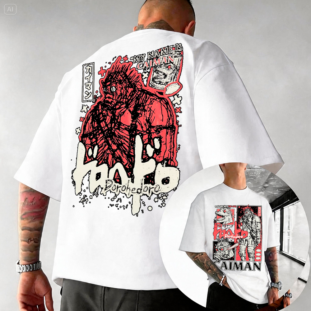 Camiseta Basica e OVERSIZED Dorohedoro My Name Is Caiman Anime