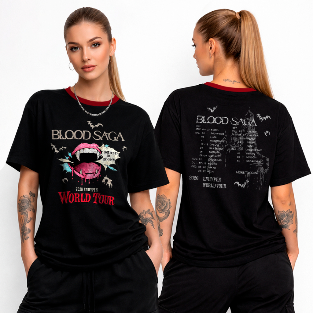 Camiseta Algodão Unissex Enhypen World Tour Blood Saga By DATAS