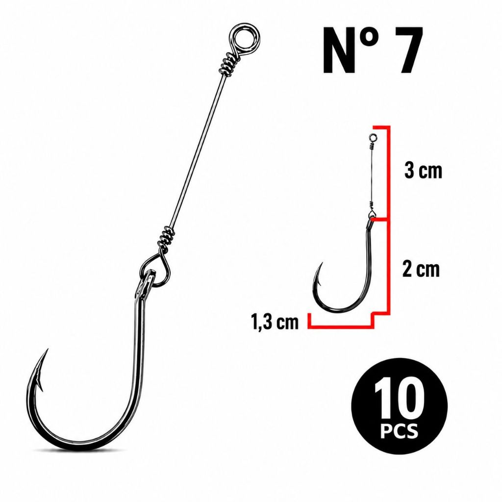 Anzol Chinu n° 7 Encastoado - 10 peças | Shopee Brasil