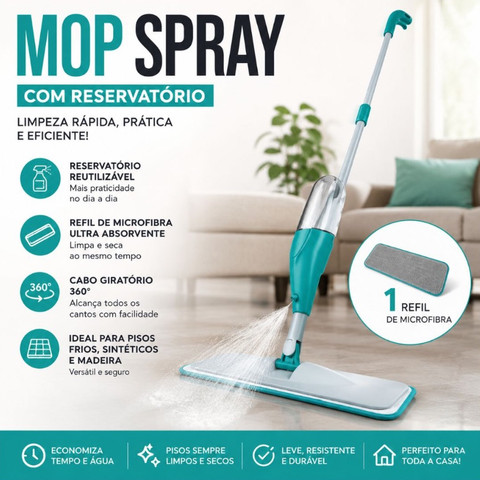 MOP Spray Reforçado Rodo Esfregão com Reservatório Rodo Magico Limpa Seca Mopi — foto 1 — Achou Levou Brasil