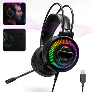 Headset Gamer Iluminação RGB Dinâmica Pro 40MM Microfone Omnidirecional para PC e Consoles
