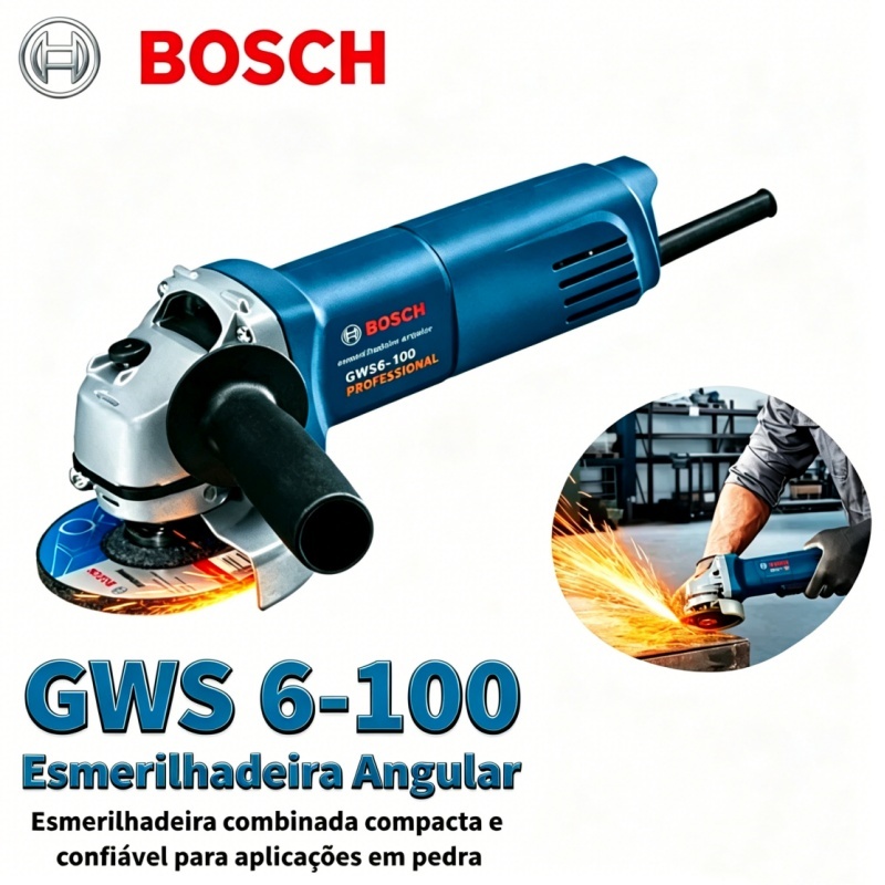 Esmerilhadeira e máquina de corte, esmerilhadeira angular, esmerilhadeira elétrica, Bosch GWS6-100 980W