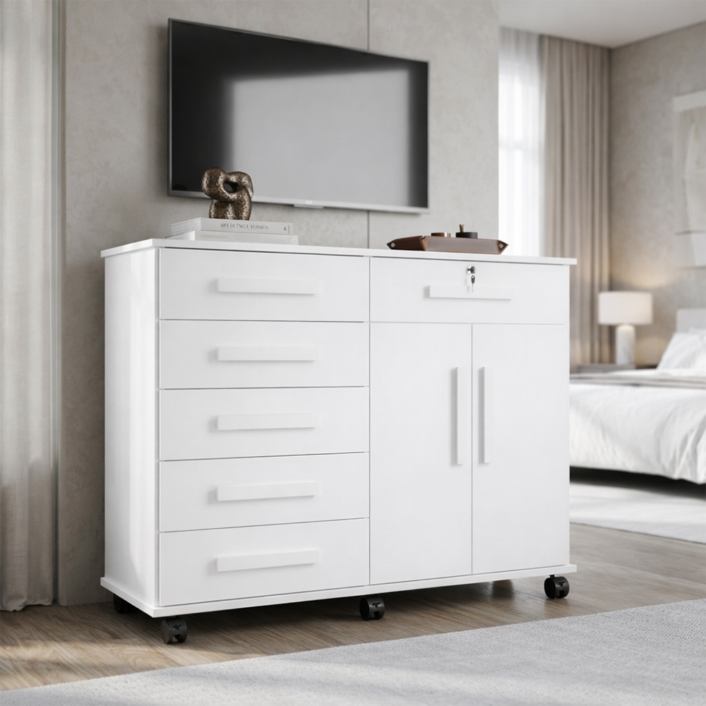 Cômoda Grande Gran Luxo com 6 Gavetas Amplas Rodízios Sapateira