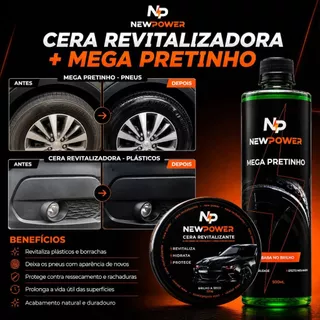 KIT CERA REVITALIZADORA + SUPER PRETINHO PARA SEUS PNEUS - MARAVILHOSOS RESULTADOS NÃO SAI COM ÁGUA