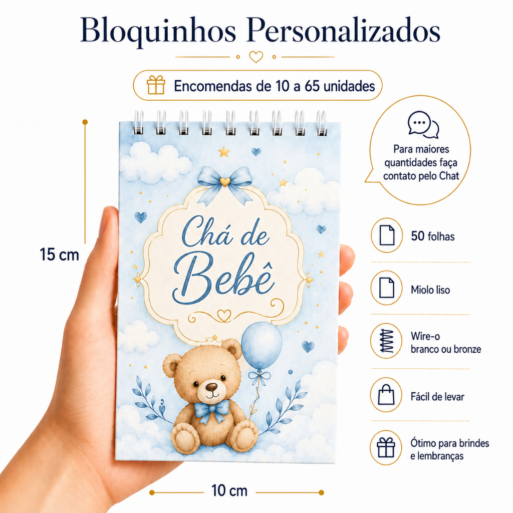 Kits com 10 a 65 Bloquinhos Personalizados A6 50 Folhas | Lembrancinhas, Eventos ou Datas Especiais