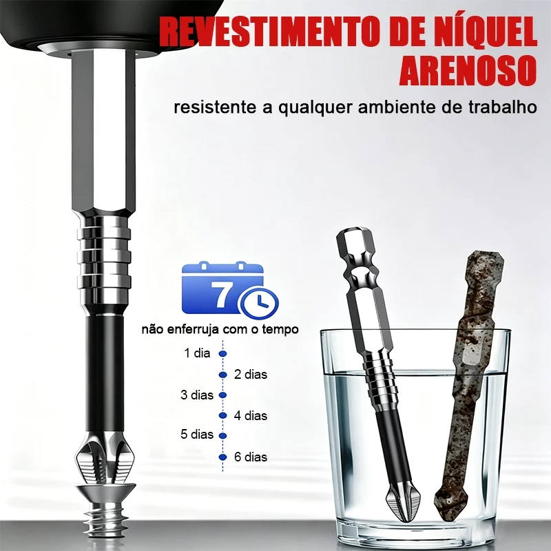 kit 9 bits ph2 philips magnéticos antiderrapantes, resistentes a impacto, liga s2 para parafusadeira de impacto - Imagem 4