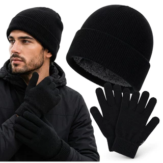 Kit Frio Luva + Touca Básica Inverno Preta Unissex Basica