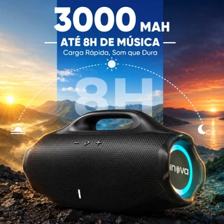 INOVA Caixa de Som Bluetooth 30W Potente IPX6 RGB TWS Bateria 3000mAh 8h Portátil USB TF
