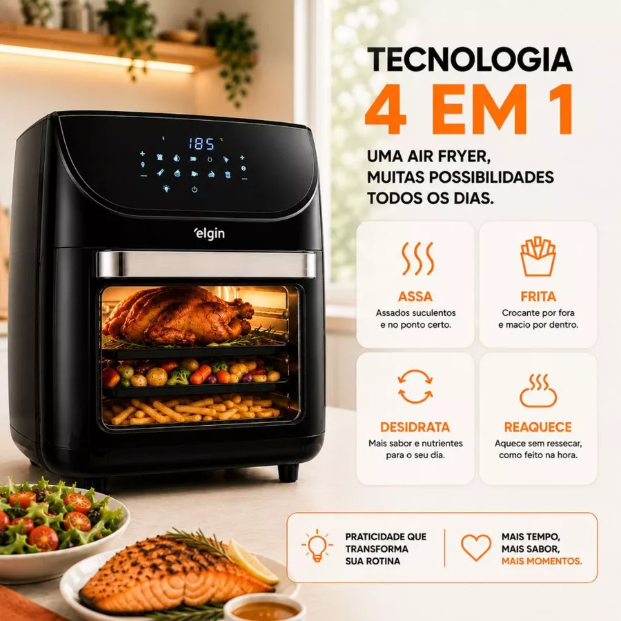 Fritadeira Air Fryer Family Oven Fry Elgin 12litros 1900W — foto 4