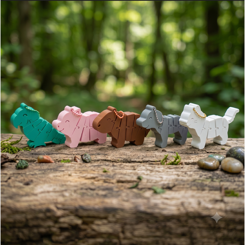 Fleximals Animal Articulado Flexível Decoração Bolsa Mochila Brinquedo Infantil