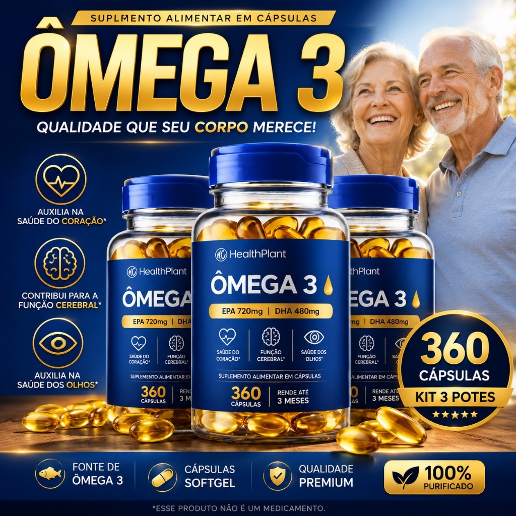 Ômega 3 120 Cápsulas–Alto EPA+DHA–Sem Odor | Anti-inflamatório Natural | Saúde do Coração e Cérebro